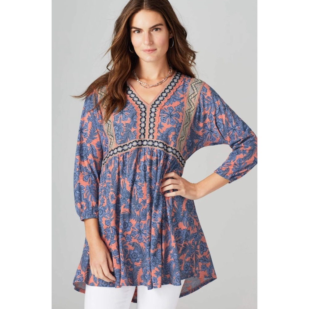 J.Jill Floral Blue and Pink Women's Top-Size S
